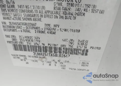 2016 Lincoln Mkt Ecoboost z USA, uszkodzony, nr VIN 2LMHJ5ATXGBL02667